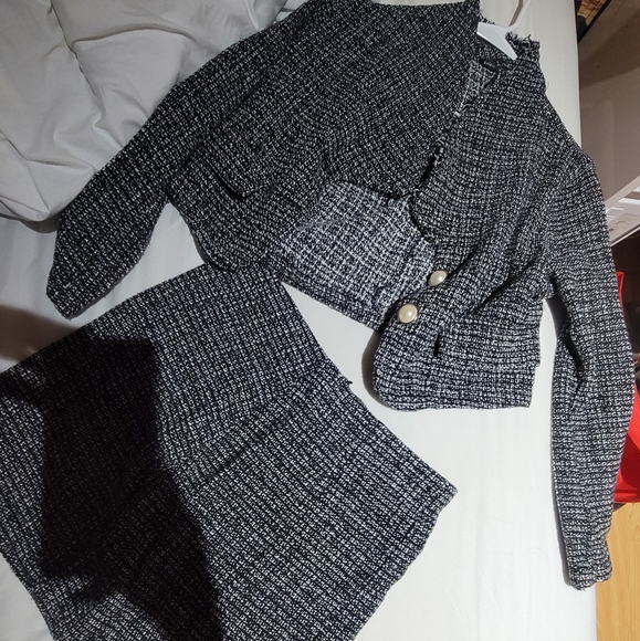 Blazer crop top and skirt set
